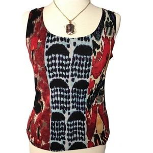 The Collective Work of Berek 2 vintage abstract art sleeveless top Large navy